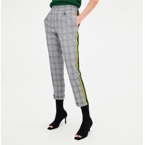 Zara checked trousers with side stripes